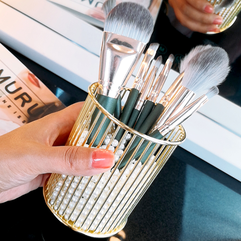 Shake Soundnet Red Makeup Brush Containing Barrel Nordic Golden Pen Holder Tabletop Beauty Makeup Brush With Bucket Dorm Brush Containing Box