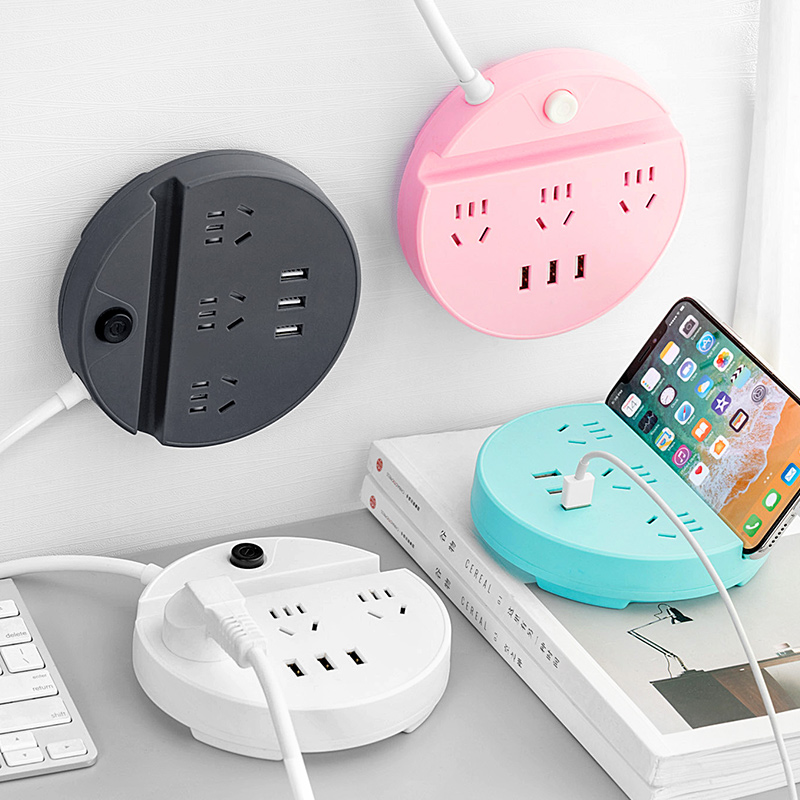 Jishun row plug with USB multi-function wiring board Creative household porous socket panel electric row can climb the wall drag board