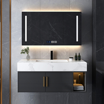Oak rock board bathroom cabinet combination simple modern toilet wash face wash hand wash basin smart mirror cabinet
