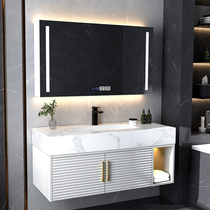 Oak rock board one bathroom cabinet combination Wall Wall toilet wash face hand wash hand wash basin cabinet smart mirror cabinet