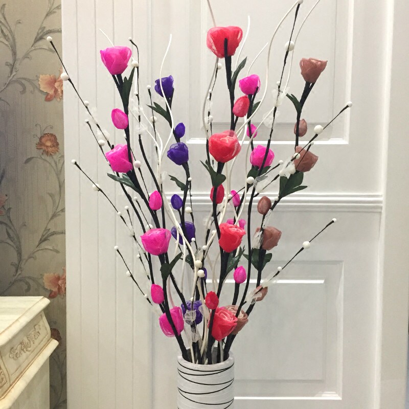 Leaf vein dry flower Living room floor-to-ceiling fake flower simulation dry branch Indoor flower arrangement Snowflake rose home new house decoration