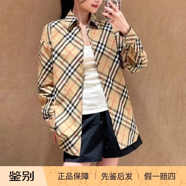 In Stock Burberry/Burberry Women's Long-Sleeved Shirt Burberry Diagonal Plaid Shirt 06164 In Stock Burberry/Burberry Women's Long-Sleeved Shirt Burberry Diagonal Plaid Shirt 06164