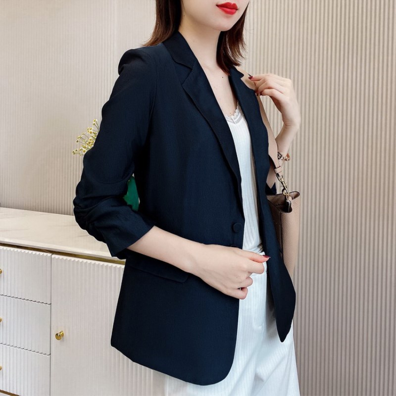 Summer hidden green western suit woman big size suit Fat younger sister 200 catties feel the spring autumn 70% sleeves West suit jacket woman