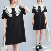 A large 300 kg doll with black dress woman in the summer of 2022 fat mm Han edition of age cut wood ear skirt