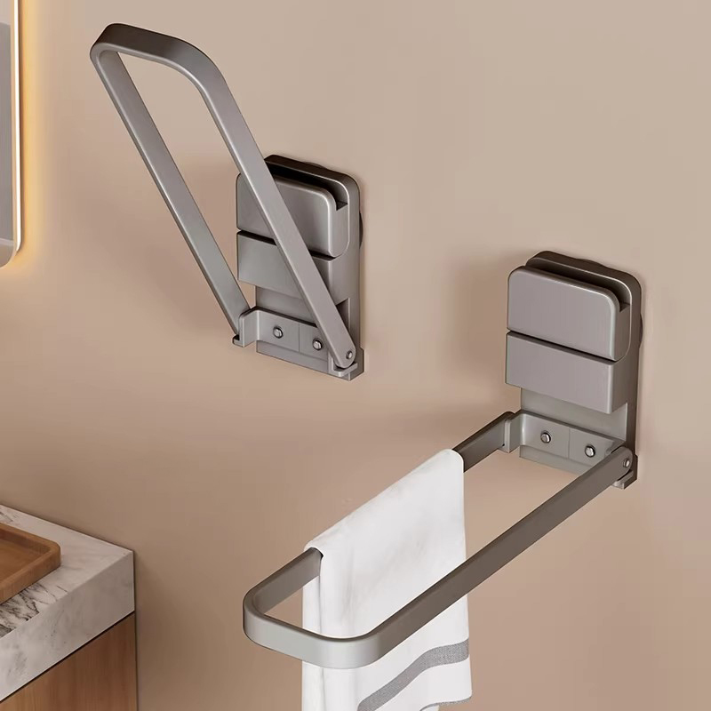 Japanese Quality Foldable Suction Cup Towel Rack Bathroom No-Drill Multifunctional Wall-Mounted Towel Storage and Drying Rack