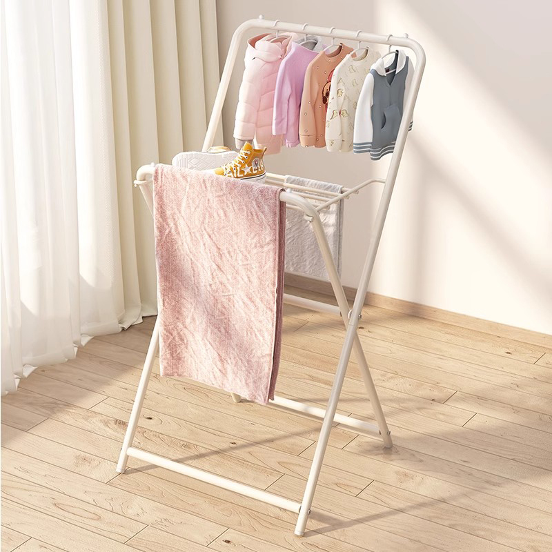 Japanese Imported Portable Clothes Drying Rack, Foldable Floor-Standing Bedroom Coat Rack, Clothes Hanger, Bay Window Clothes Rack