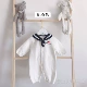 Áo thun trẻ em sơ sinh cotton mùa xuân và mùa thu quần áo dễ thương trong quần áo mỏng cho bé kiểu hải quân - Áo liền quần