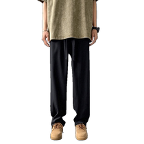 Casual trousers mens spring draped high-end formal business slit straight pants elastic waist loose suit trousers