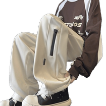 Mens casual pants autumn 2024 new straight-leg sports trousers trendy brand American design loose wide-leg pants