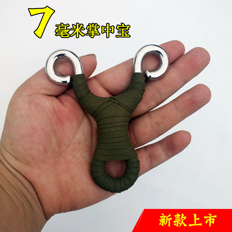 7 mm new handheld Chinese treasure 304 stainless steel handmade cold bending straight plate small s Tibetan antelope traditional round leather slingshot