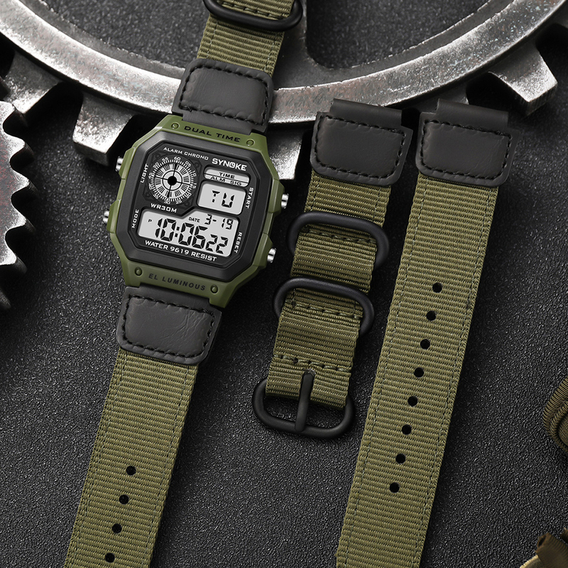 Electronic Watch Shinoke Square Electronic Watch Men's Sports Waterproof Watch for Middle and High School Students