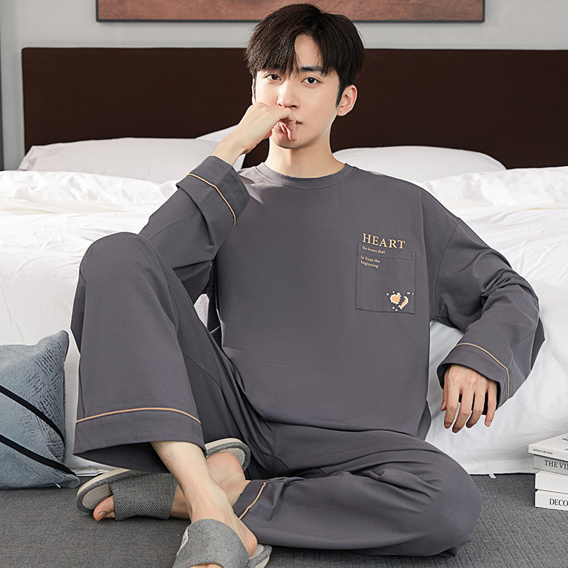 Woodpecker Men's Pajamas, Men's Spring and Autumn Pure Cotton Long-Sleeved Youth Style, Can Be Worn Outside, All-Cotton Loungewear Set for Summer Woodpecker Men's Pajamas, Men's Spring and Autumn Pure Cotton Long-Sleeved Youth Style, Can Be Worn Outside, All-Cotton Loungewear Set for Summer