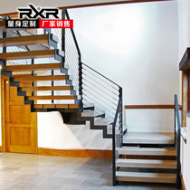 RXR indoor duplex encrypted double-beam manufacturer direct sale to make steel wood whole solid wood step guard handrail stairs