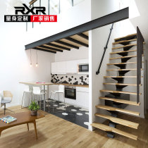 RXR mini indoor stair loft Steel and wood duplex stair climbing oblique beam stair Solid wood stepping board stair lofe