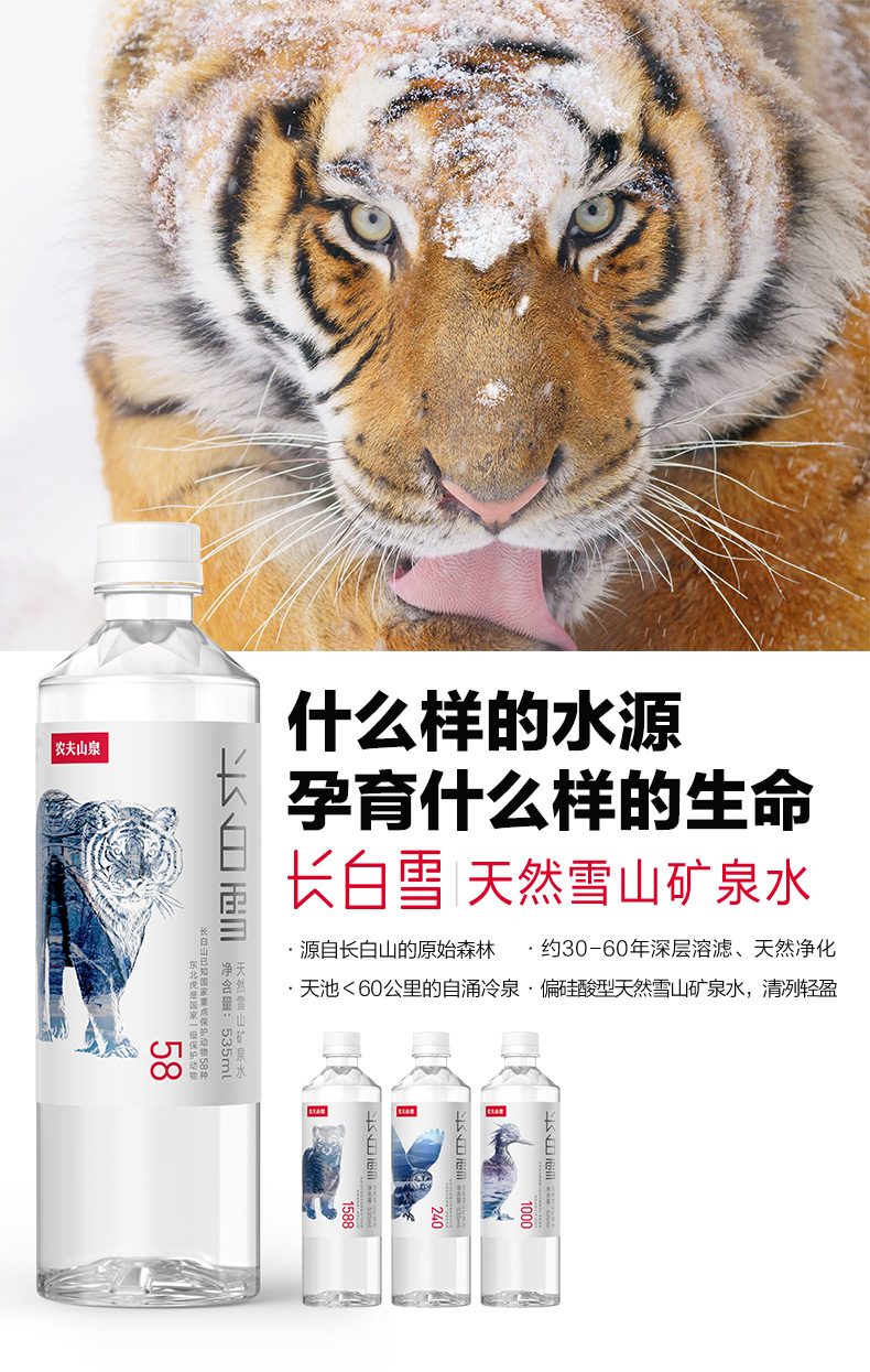 农夫山泉 长白雪 天然雪山矿泉水 535ml*24瓶 图1