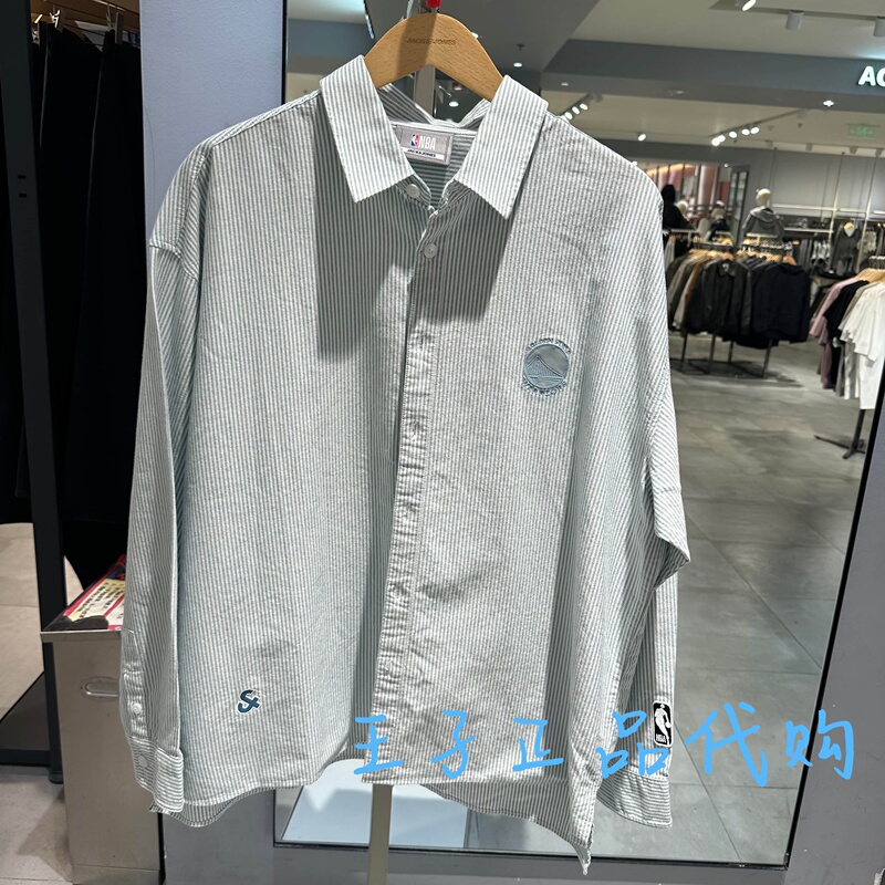 Jack Jones Nba Collaboration Warriors Striped Casual Shirt 224305041 Jack Jones Nba Collaboration Warriors Striped Casual Shirt 224305041