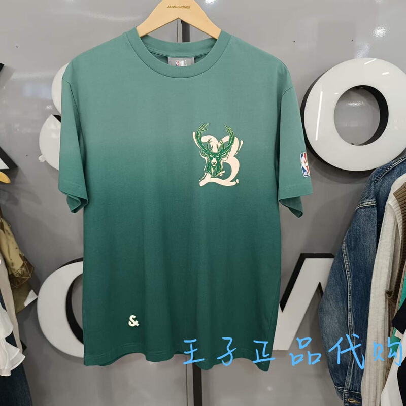Jack Jones Fashion Nba Collaboration with the Bucks Loose-Fitting Men's Summer Short-Sleeved T-Shirt 226101140 224201336 Jack Jones Fashion Nba Collaboration with the Bucks Loose-Fitting Men's Summer Short-Sleeved T-Shirt 226101140 224201336
