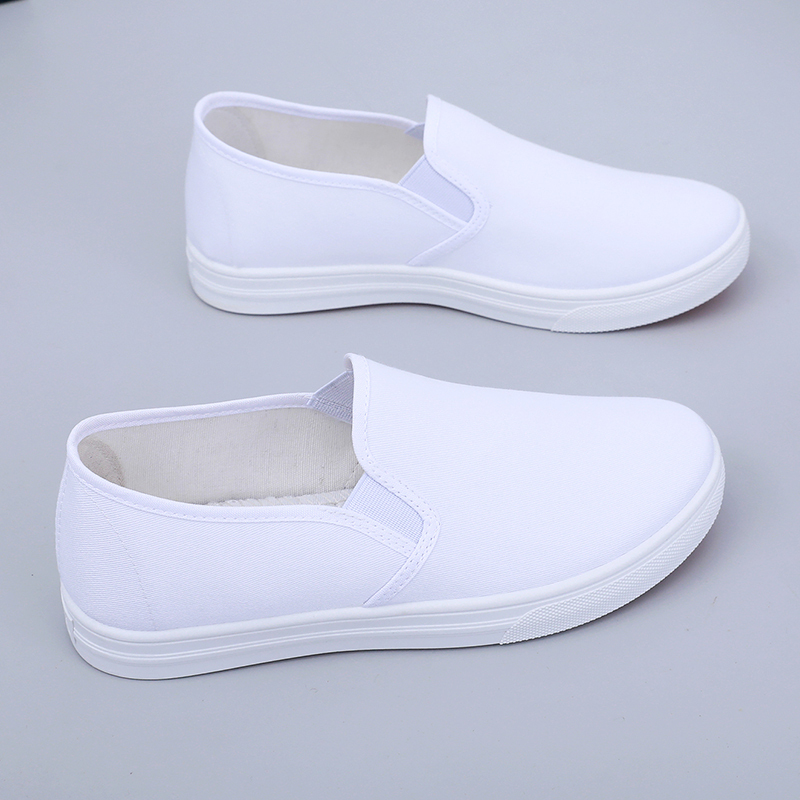 White Shoes for Women, Versatile and Comfortable Nurse Shoes, Low-Top, Breathable, Non-Slip, Comfortable Beauty Canvas Shoes, Slip-On Lazy Shoes