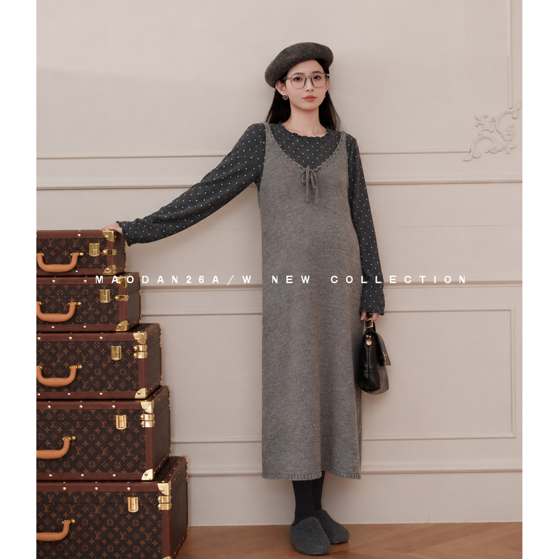 Cat Single [Sydney Coast] [Wool] Maternity Wear New Autumn Fashion Slim-Fit Base Shirt Camisole Dress