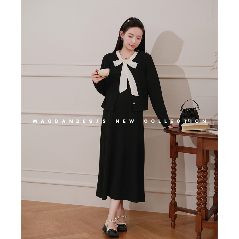 Cat Singles [Riley Encounter] Nana's Maternity Outfit Spring New Arrival Little Chanel Cardigan and Camisole Dress