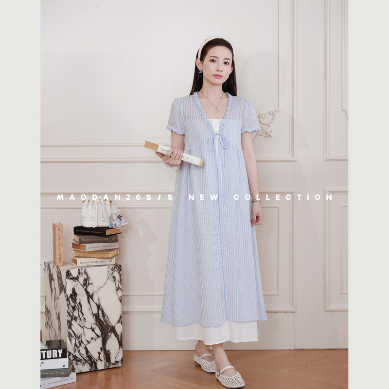 Cat's Choice [Iceland Coast] [Lyocell] [Cotton] New Maternity Wear Breastfeeding Dress Summer Long Dress