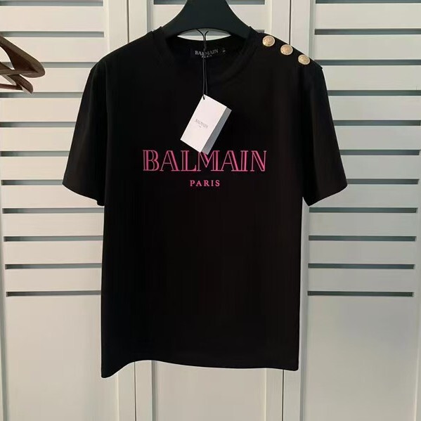 Paris Trendy Brand Gold Letter Print Short-Sleeve T-Shirt Unisex with Gold Buckle Decoration Round Neck Top Paris Trendy Brand Gold Letter Print Short-Sleeve T-Shirt Unisex with Gold Buckle Decoration Round Neck Top