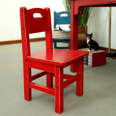 Solid wood distressed backrest small chair, foot-washing and shoe-changing stool, low stool for students and children, modern Chinese descendants coffee table and stool