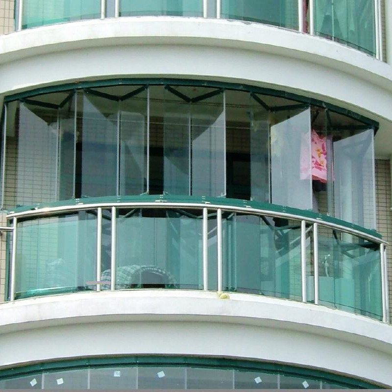 Luang Frameless Yang Window Custom Repair Door And Package Arc Shaped Stacked 8mm Tempered Glass