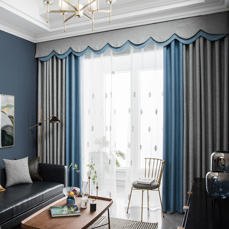 Curtains shading light luxury Nordic simple modern living room high-end atmospheric stitching 2019 cloth full bedroom new finished products