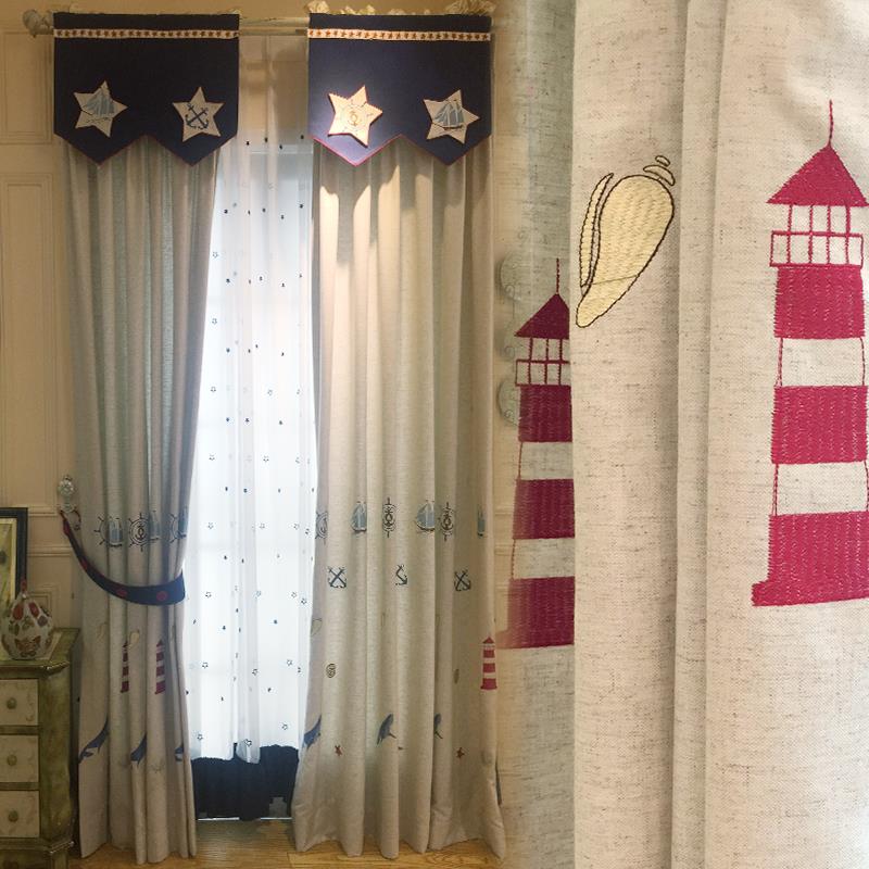 Daya Bay American Children's Room Simple Modern Girl Room Bay Window Boy Bedroom Curtain Blackout Nautical King Curtain