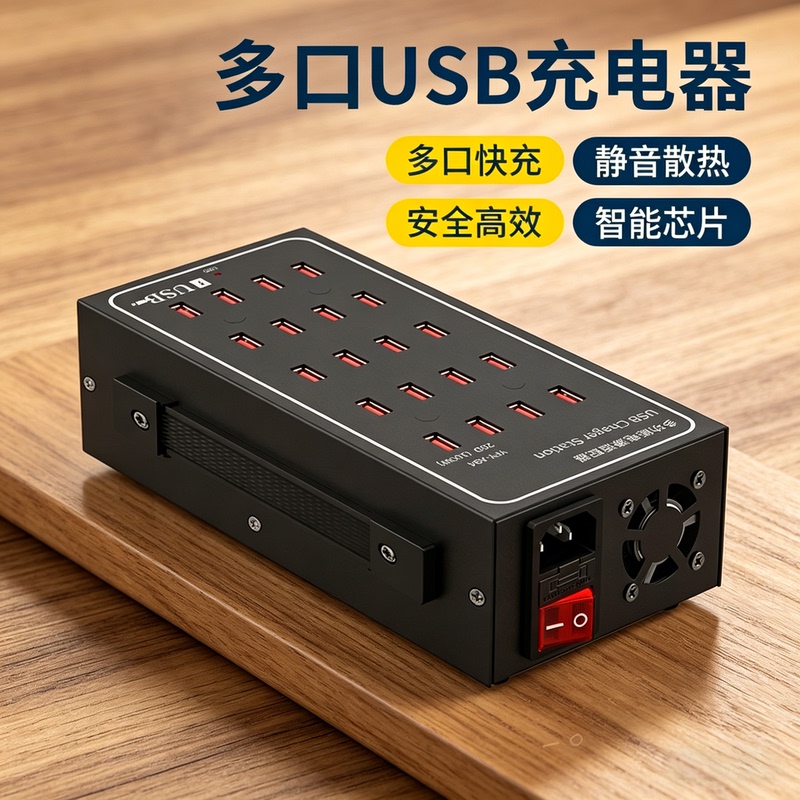 Multi-Port Charger USB Multi-Socket Desktop Charging Station Mobile Phone Charging Station 10/20/30 Ports Iron Shell Multi-Port 60W-150W High-Power Desktop Charging Socket