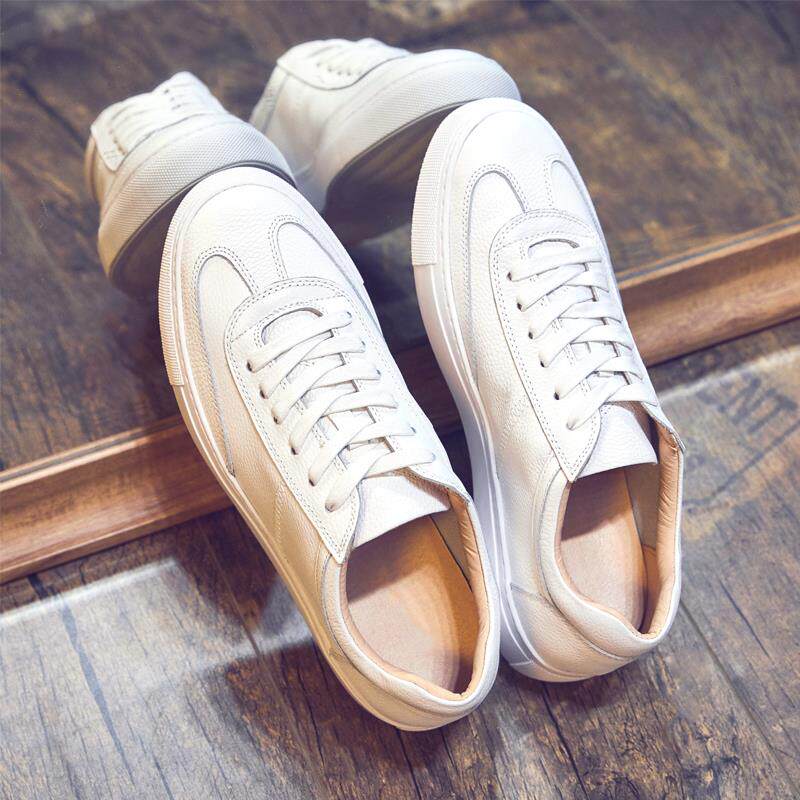 20 new European station sneakers men's Korean version invisible inner heightening men's shoes breathable all-match thick-soled white shoes men's genuine leather