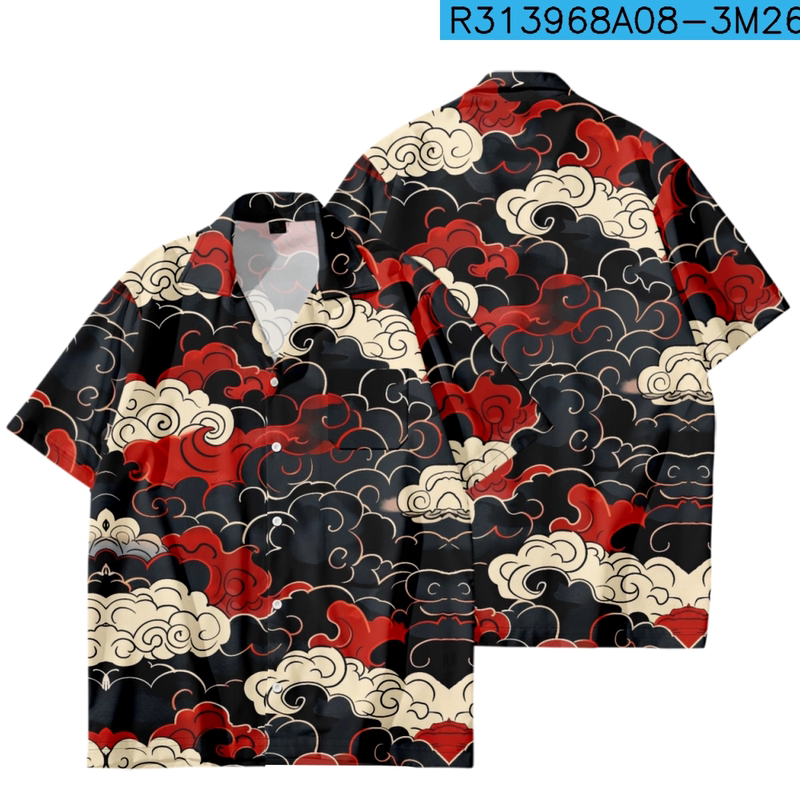 2025 New Anime Cartoon Cute Merchandise Short-Sleeve Hawaiian Retro Summer Full-Print Tattoo Shirt