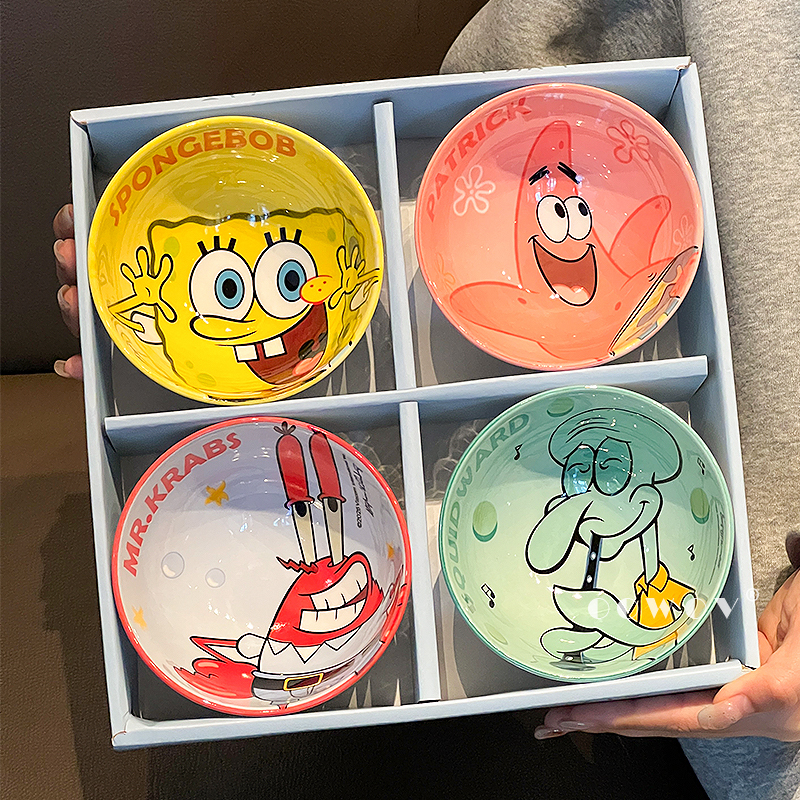 Spongebob Squarepants Co-Branded Ceramic Rice Bowl, 2026 New Model, High-Value Tableware, Birthday Gift for Girls Spongebob Squarepants Co-Branded Ceramic Rice Bowl, 2026 New Model, High-Value Tableware, Birthday Gift for Girls
