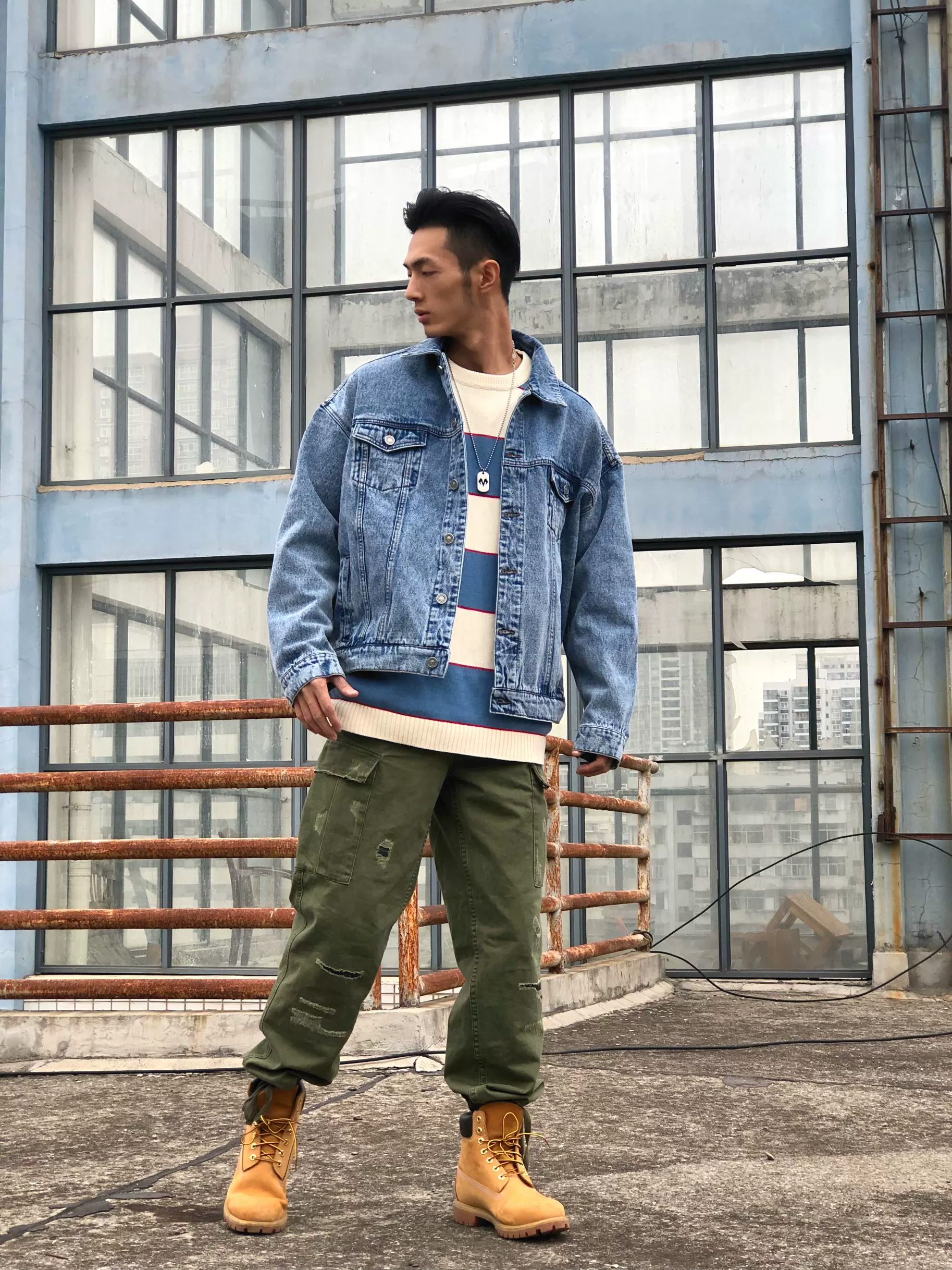 Xia Jiji oym xu hướng wash lỏng màu xanh dụng cụ retro mùa xuân và mùa thu giản dị áo khoác denim áo khoác nam - Áo khoác