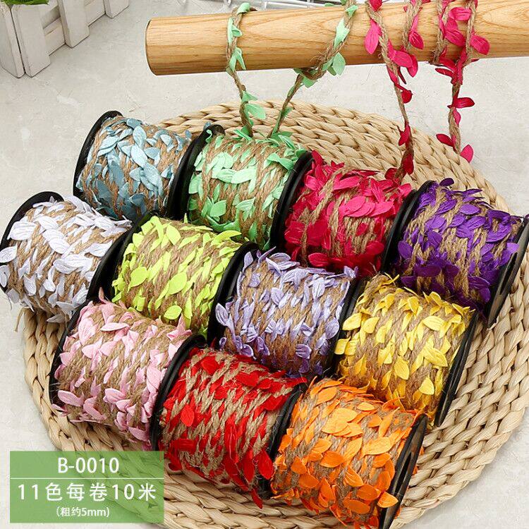 Colored Hemp Rope Leaf Rope Green Leaf Cane handmade Diy woven material wax rope Decorative Foliage Vases