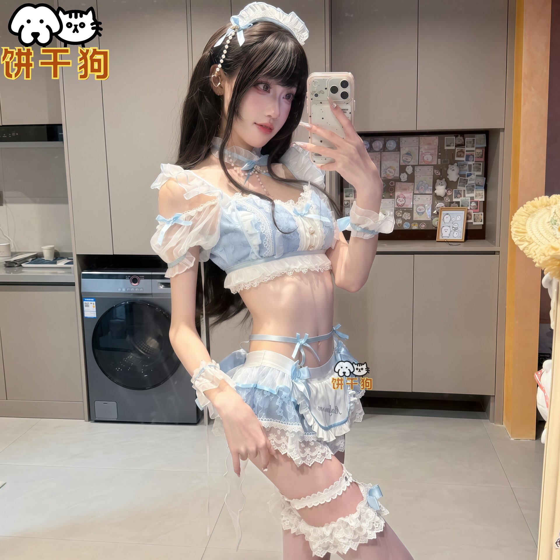 Malymoon 【Spot】 Молочный шифоновый костюм cos костюм горничной для косплея полный комплект японского костюма горничной c