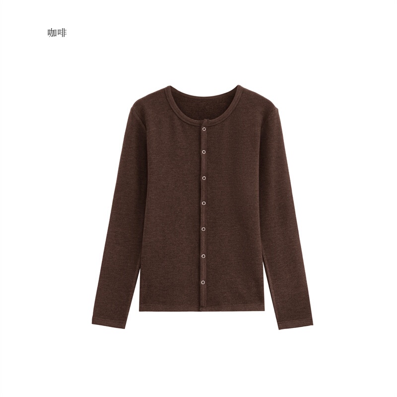 480g Double-Sided Thermal Velvet Round-Neck Cardigan Jacket 2025 New Winter Warm Self-Heating Slimming Inner Top