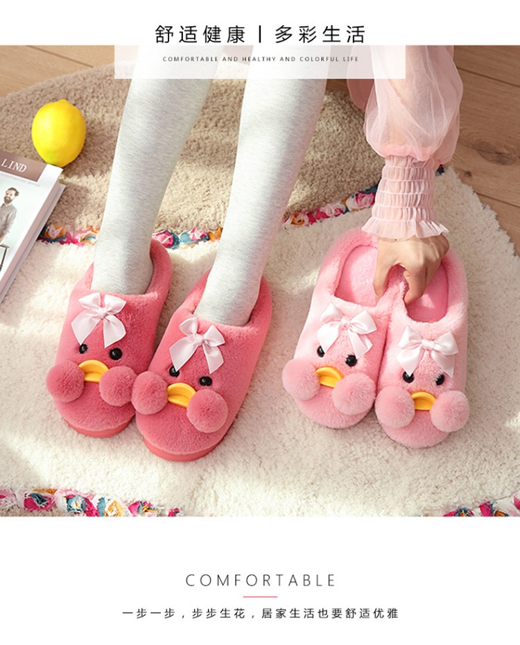 Dép cotton mùa đông nữ hoạt hình đế dày trong nhà chống trượt với giày cotton gia đình cha mẹ và con ba tháng kéo lông bông dép đi trong nhà cho bé trai