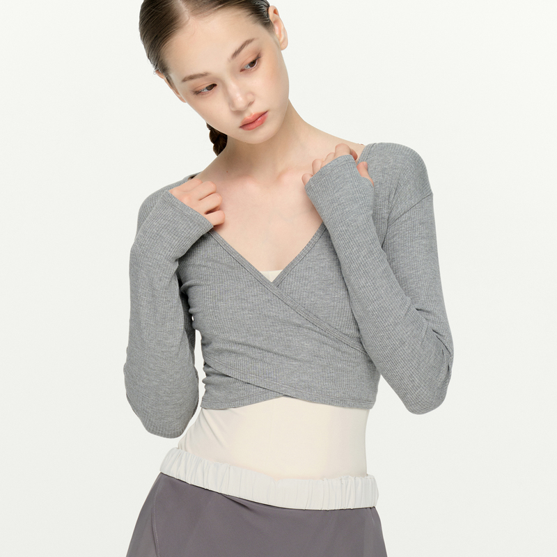 Qran Ballet Cross-Tie Top Pilates Dance Sports Yoga Comfortable Cover-Up