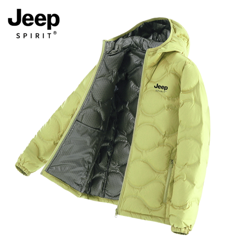Jeep Spirit Lightweight down Jacket for Men and Women 2025 New Winter Thickeneded Warm Hooded White Duck down Jacket