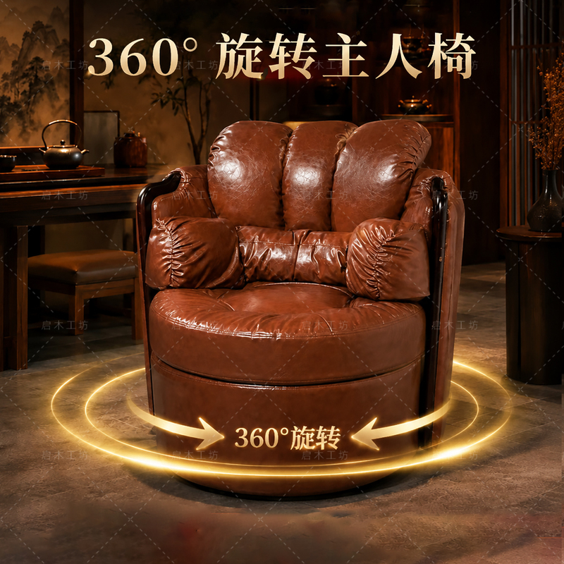 Qiankun Chair, Single Chair with Support, Sofa Chair, Solid Wood Tea Table Special Chair, Light Luxury Armchair, Retro Style Tea Chair
