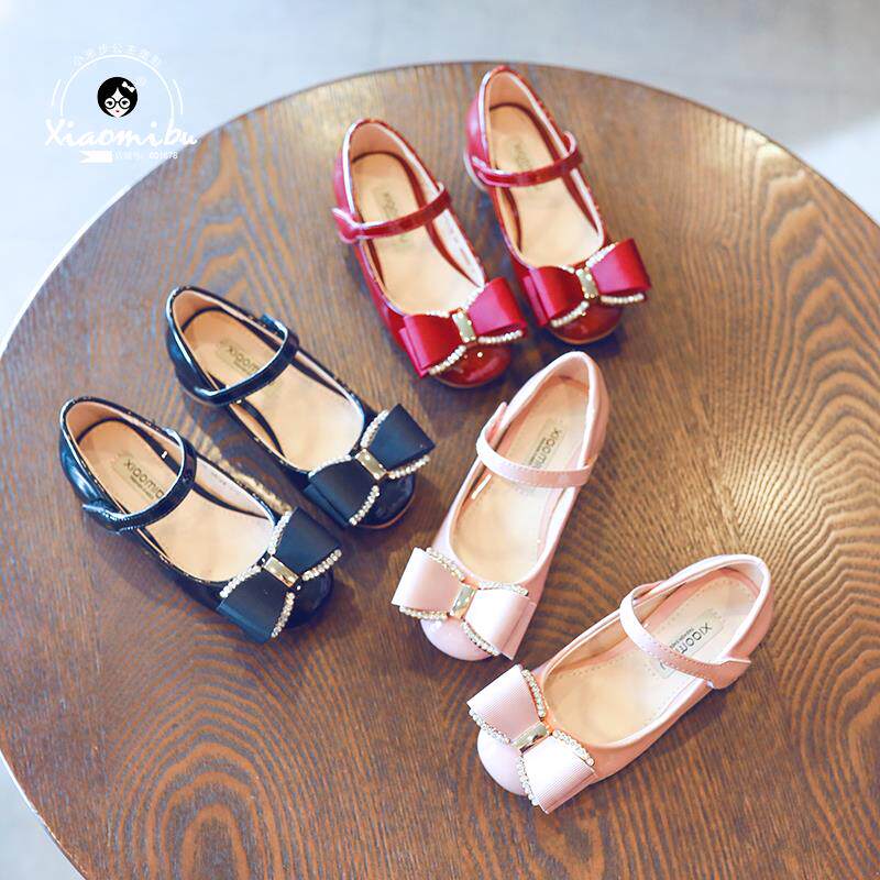 South Korea 2018 spring new children's bean shoes girls high heels princess shoes crystal shoes little girl shoes