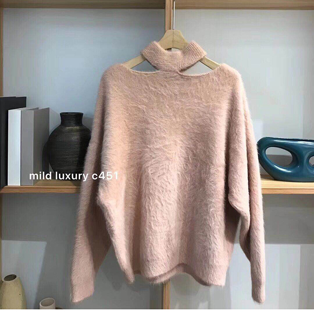 Off-Season Clearance Thickeneded Real Mink Fur Loose Bat Sleeves Off-Shoulder Halter Fashionable Mink Velvet Sweater for Women on Both Sides Off-Season Clearance Thickeneded Real Mink Fur Loose Bat Sleeves Off-Shoulder Halter Fashionable Mink Velvet Sweater for Women on Both Sides