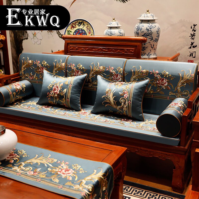 Chinese sofa cushion new Chinese high-end common anti-slip classical mahogany solid wood cushion Chinese tableflag