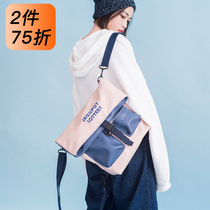 null original slanted satchel large capacity woman backpacker student mailbag large bag pu leather 100 lap single shoulder soft leather bag