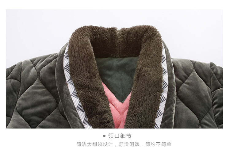 Áo choàng nam cho nam dày và dày của bộ đồ ngủ nhung san hô mùa đông nam cộng với áo choàng phân bón XL quần áo ngủ nữ