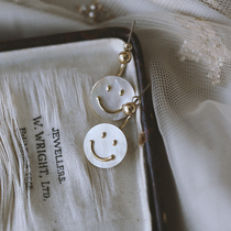 925 Pure Silver Needle South Korea Smiley Face Earrings 100 Hitch Fashion Temperament Net Red Ins Wind Round Ear Ear Ornaments Female style