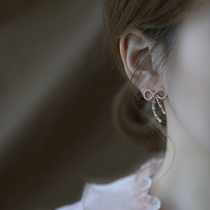925 pure silver needle butterfly knot drilling ear nail Japan-ROK sweet and cute temperament Delicate Earrings New Tide Ornament Women