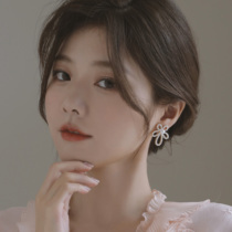 925 silver needle flower earrings Japan-South Korea wind sweet and elegant ear nail long style ear pendant temperament style ear ornament female style